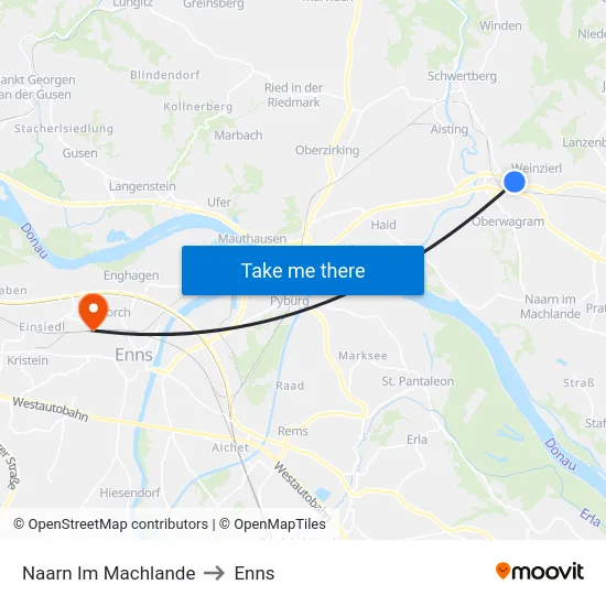 Naarn Im Machlande to Enns map