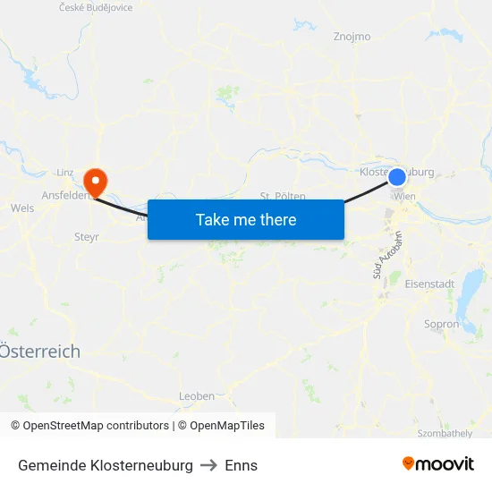 Gemeinde Klosterneuburg to Enns map