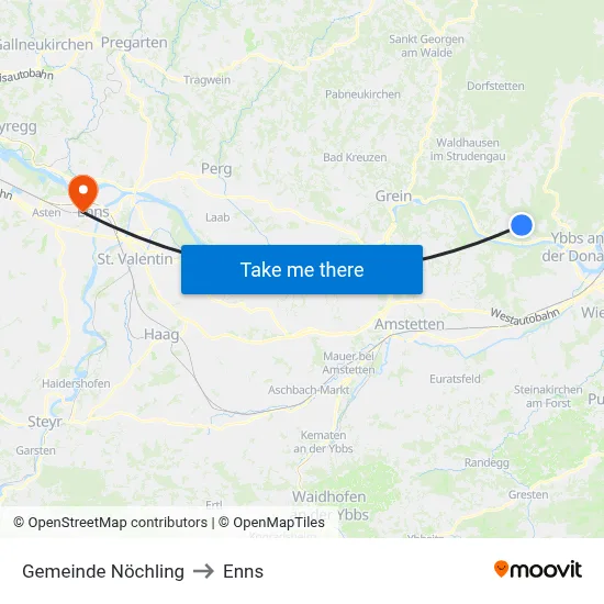 Gemeinde Nöchling to Enns map