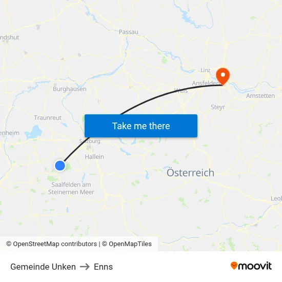 Gemeinde Unken to Enns map