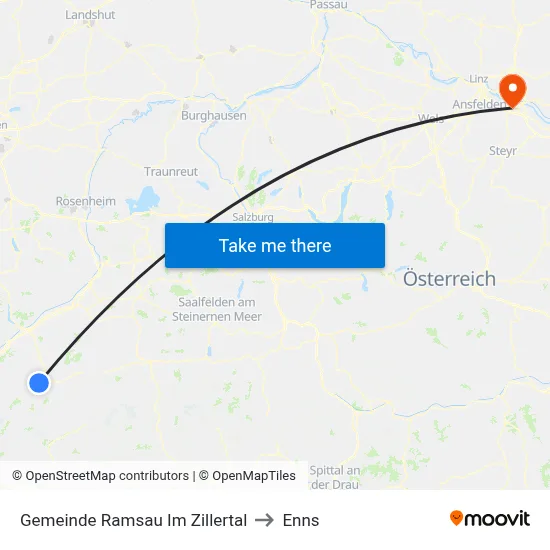 Gemeinde Ramsau Im Zillertal to Enns map