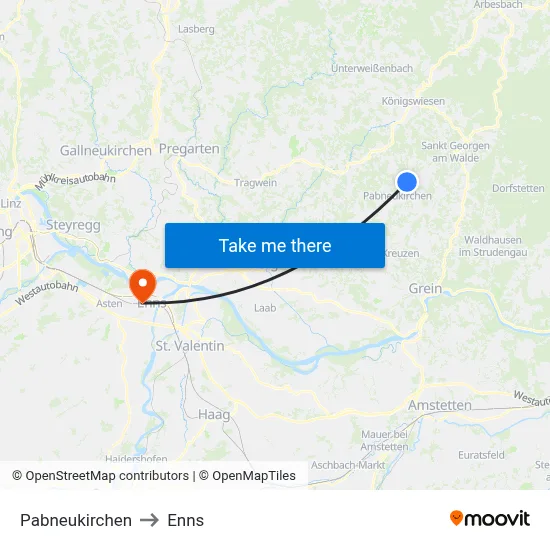 Pabneukirchen to Enns map