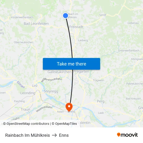 Rainbach Im Mühlkreis to Enns map