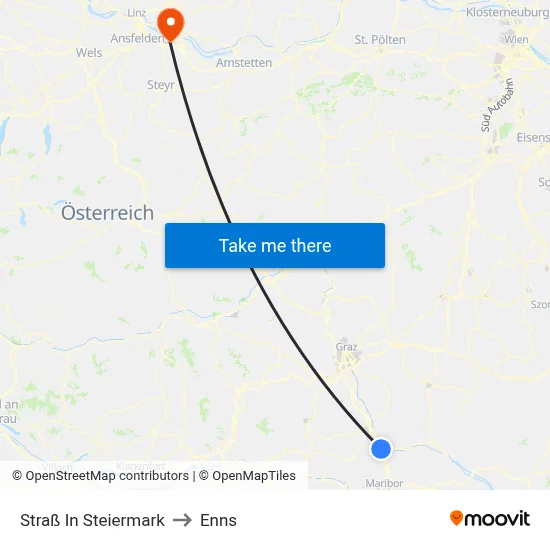 Straß In Steiermark to Enns map