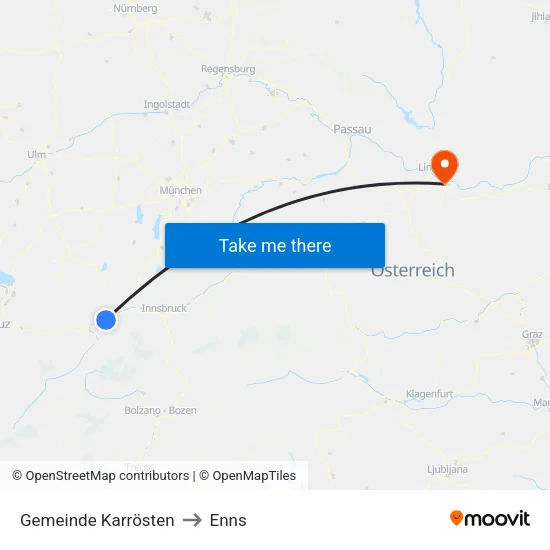Gemeinde Karrösten to Enns map