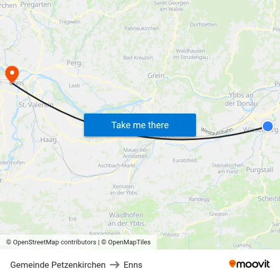 Gemeinde Petzenkirchen to Enns map