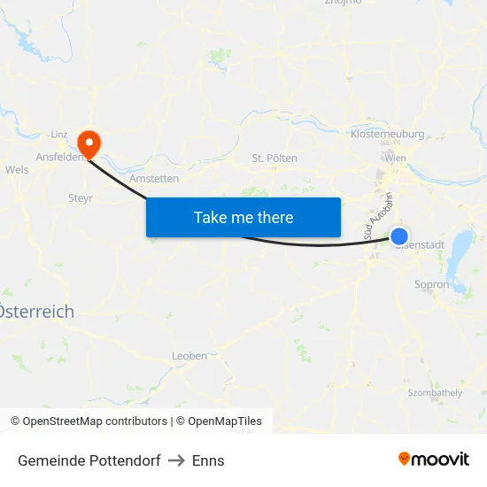 Gemeinde Pottendorf to Enns map