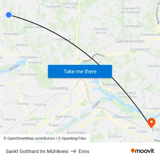 Sankt Gotthard Im Mühlkreis to Enns map