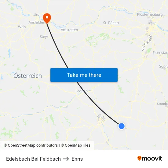 Edelsbach Bei Feldbach to Enns map
