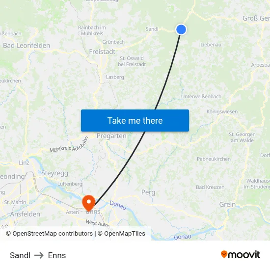 Sandl to Enns map