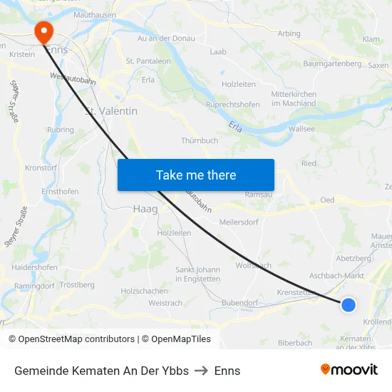 Gemeinde Kematen An Der Ybbs to Enns map