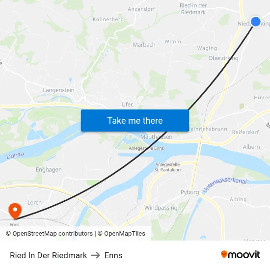 Ried In Der Riedmark to Enns map