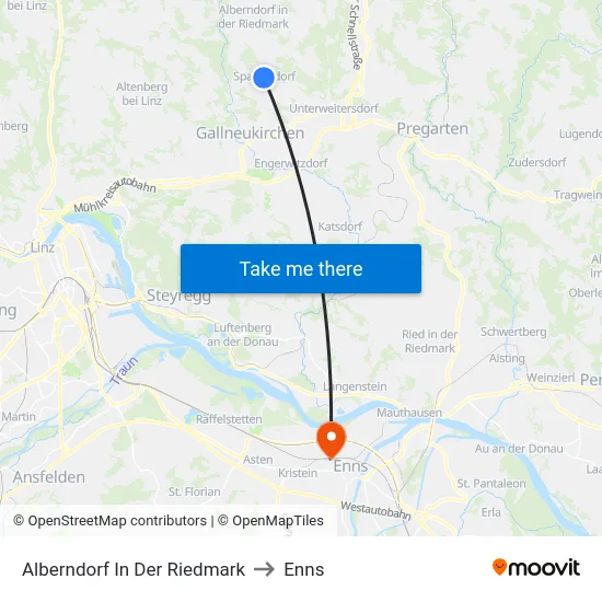 Alberndorf In Der Riedmark to Enns map