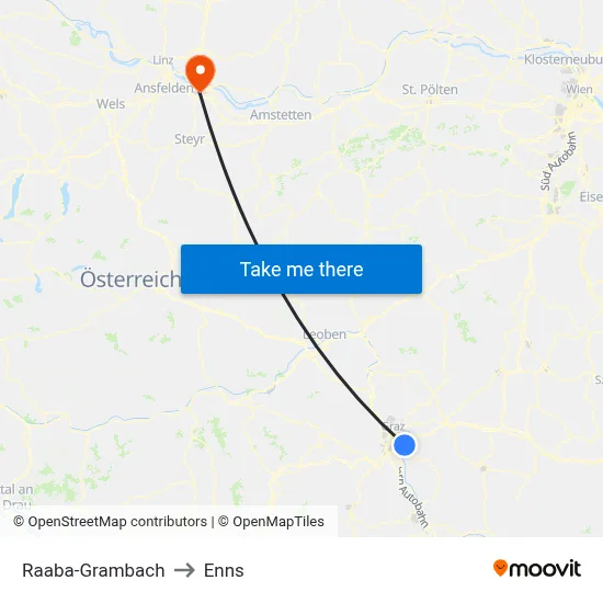 Raaba-Grambach to Enns map