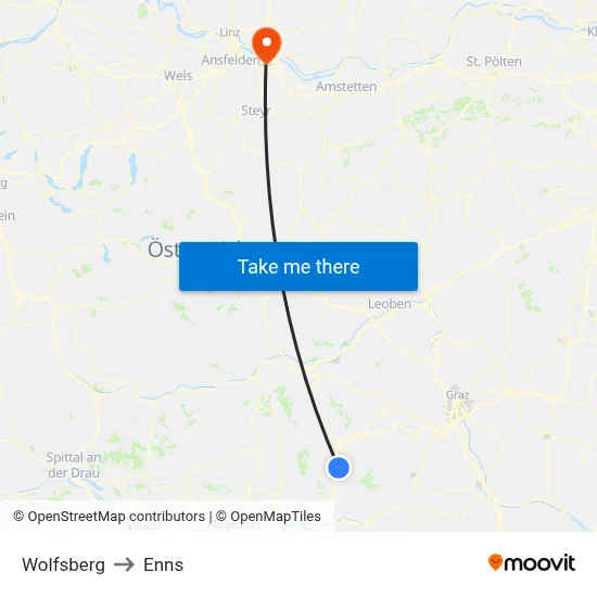 Wolfsberg to Enns map