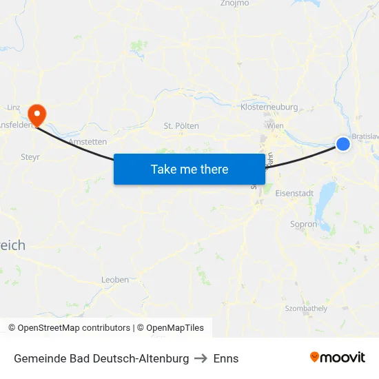 Gemeinde Bad Deutsch-Altenburg to Enns map