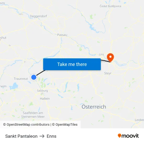 Sankt Pantaleon to Enns map