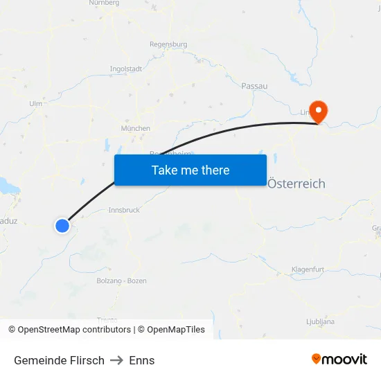 Gemeinde Flirsch to Enns map