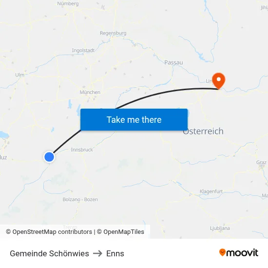 Gemeinde Schönwies to Enns map