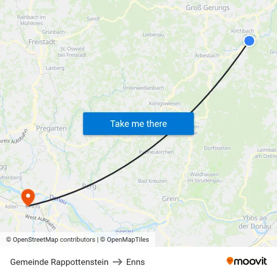 Gemeinde Rappottenstein to Enns map