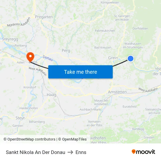 Sankt Nikola An Der Donau to Enns map
