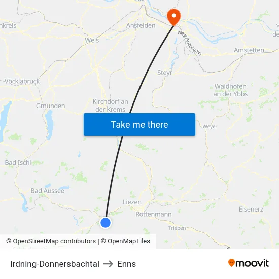 Irdning-Donnersbachtal to Enns map
