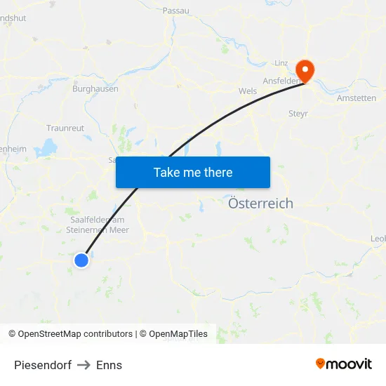 Piesendorf to Enns map