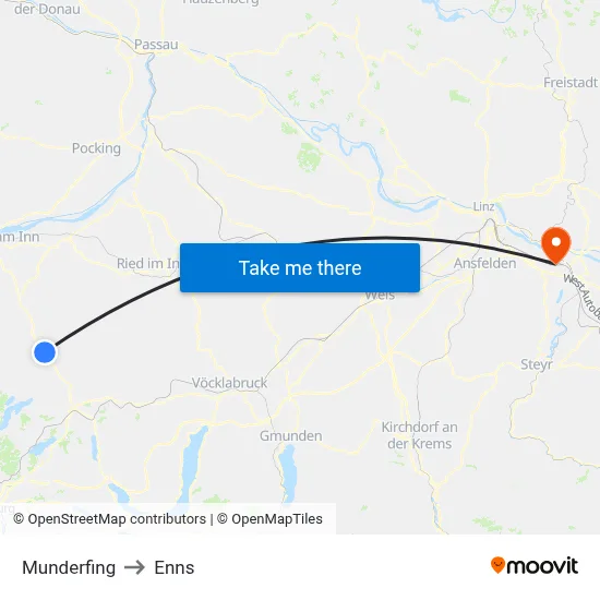 Munderfing to Enns map