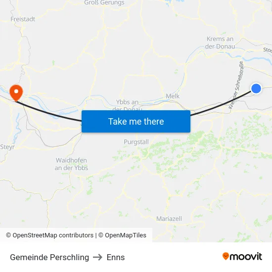 Gemeinde Perschling to Enns map