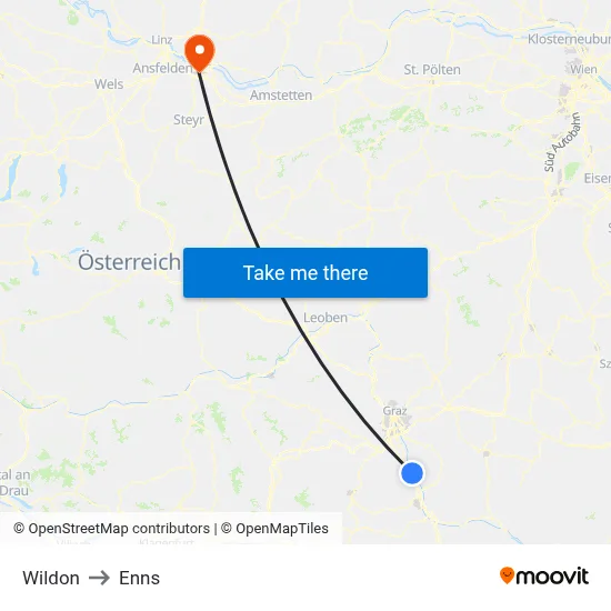 Wildon to Enns map