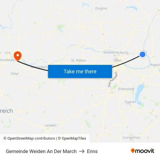 Gemeinde Weiden An Der March to Enns map