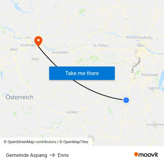 Gemeinde Aspang to Enns map