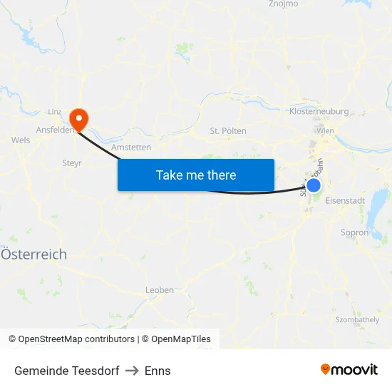 Gemeinde Teesdorf to Enns map