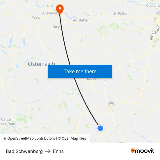 Bad Schwanberg to Enns map