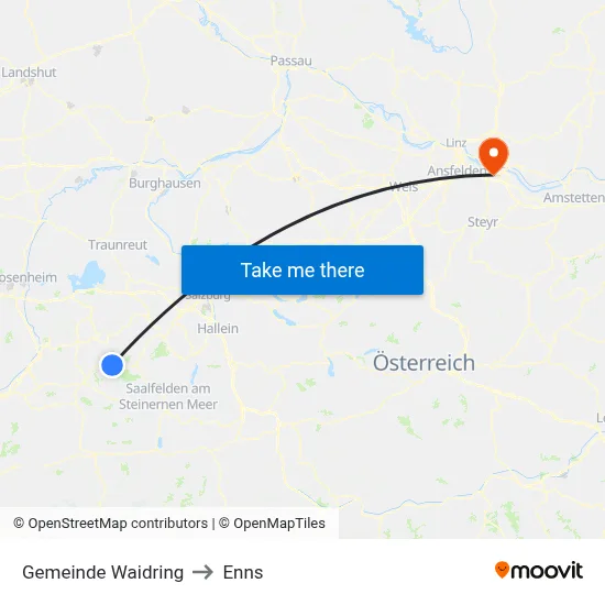 Gemeinde Waidring to Enns map