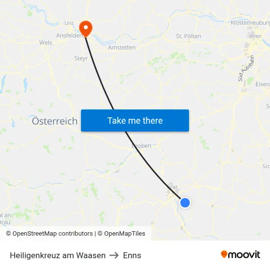 Heiligenkreuz am Waasen to Enns map