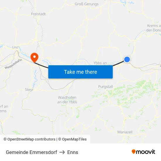 Gemeinde Emmersdorf to Enns map