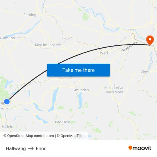 Hallwang to Enns map