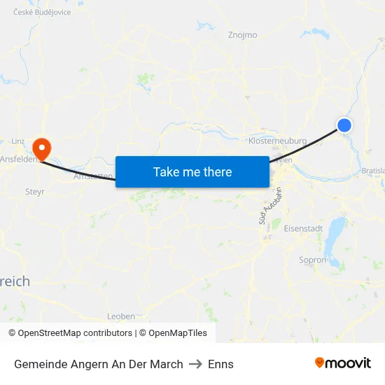 Gemeinde Angern An Der March to Enns map
