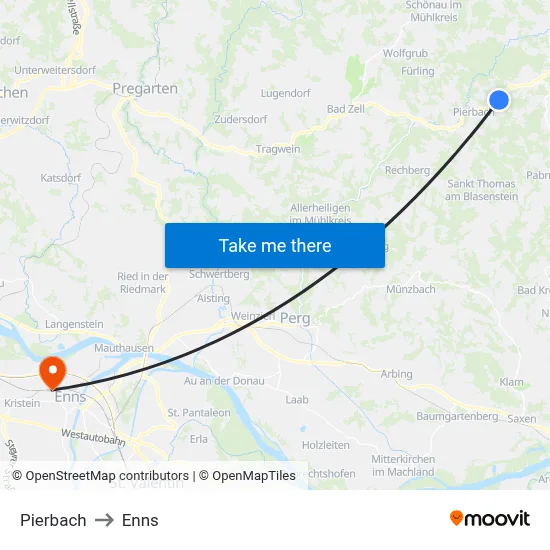Pierbach to Enns map
