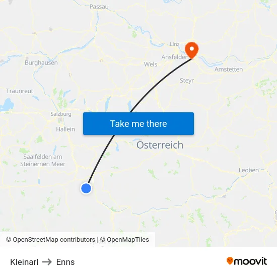 Kleinarl to Enns map