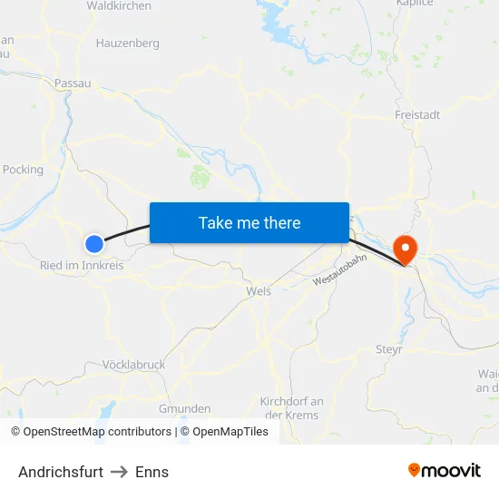 Andrichsfurt to Enns map