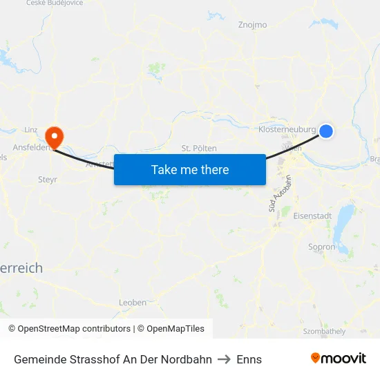 Gemeinde Strasshof An Der Nordbahn to Enns map