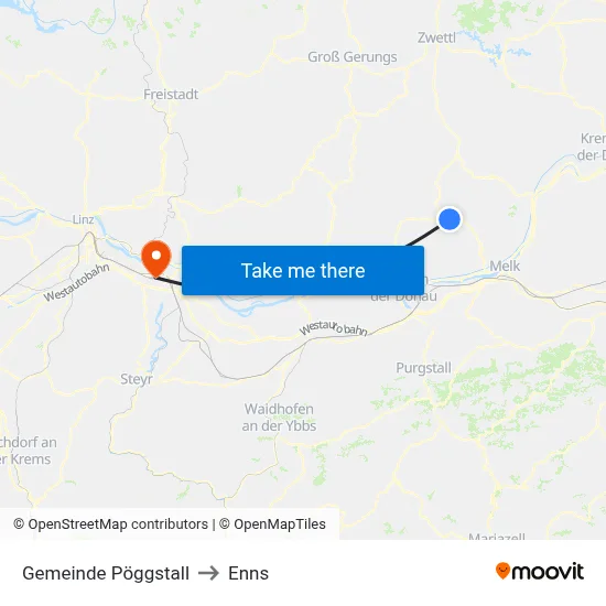 Gemeinde Pöggstall to Enns map
