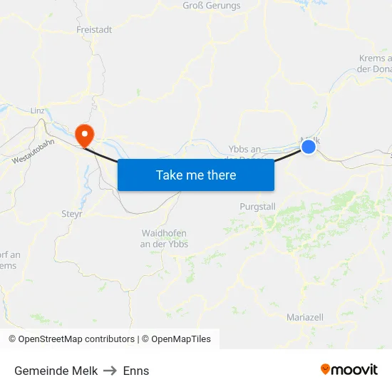 Gemeinde Melk to Enns map