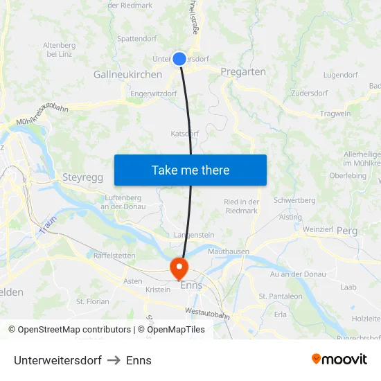Unterweitersdorf to Enns map