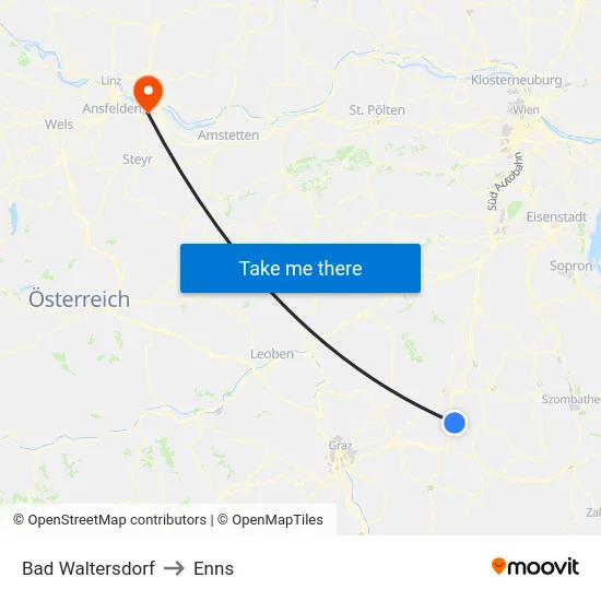 Bad Waltersdorf to Enns map