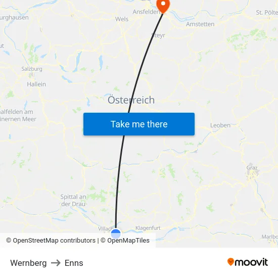 Wernberg to Enns map