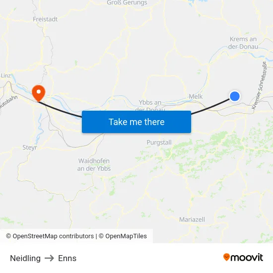 Neidling to Enns map