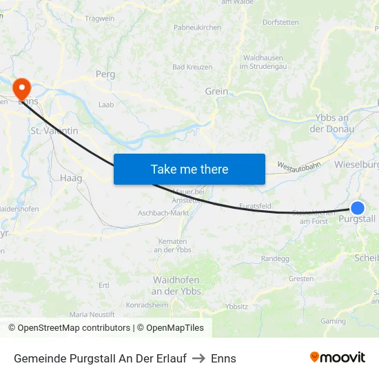 Gemeinde Purgstall An Der Erlauf to Enns map